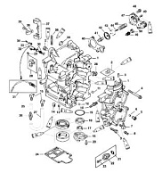 Блок цилиндров (Часть 2) 2-х тактного ПЛМ MERCURY 40 M Серийный номер от 9854537 до 0P016999