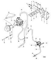 Впускной коллектор и топливный насос 4-Х ТАКТНОГО ПЛМ MERCURY 20 Серийный номер от 0R235168 и выше